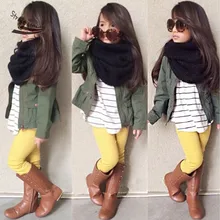 baby girl clothes Kids Girl’s Cool Long Sleeve Bottoming Tops and Jacket and Pants 3 Piece Outfit children clothing 1-7 Yea 22