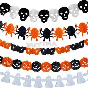 

Garland Paper Chain Garland Pumpkin Bat Ghost Spider Skull Shape Halloween Decor Decorations