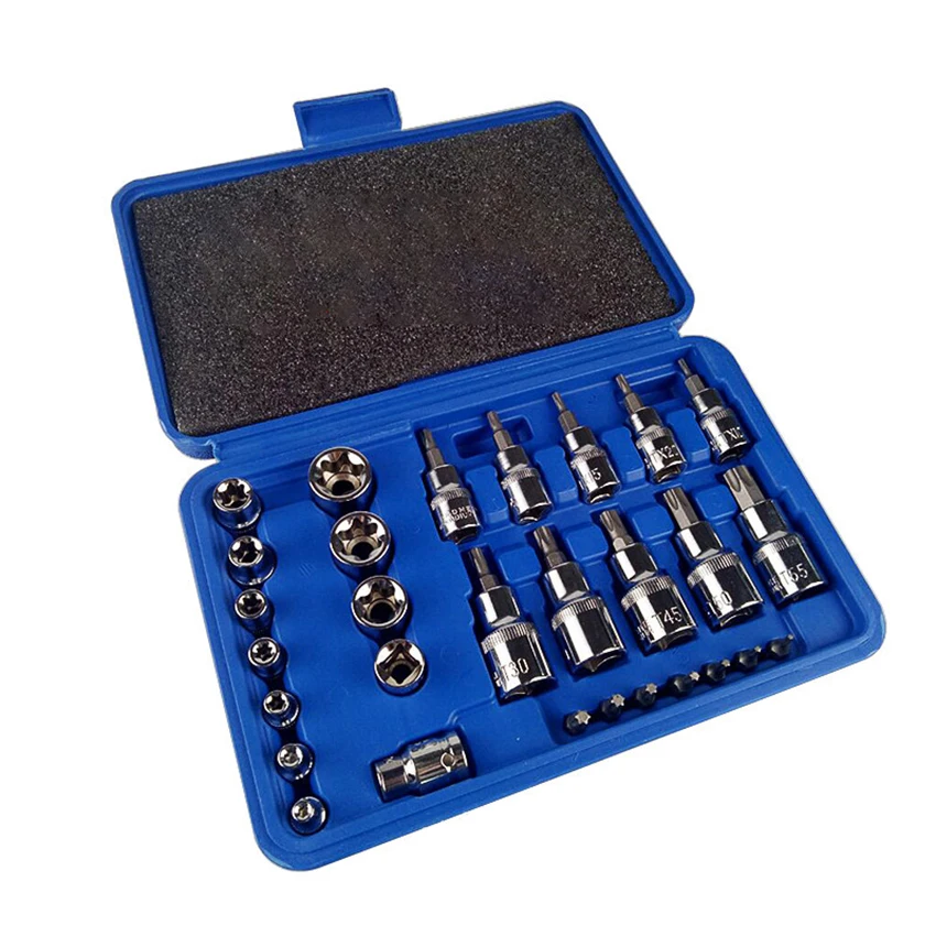 30PCS/Set Mechanics Tools Set Chromium-vanadium Steel Wrench Sleeve Female &amp Male Torx Sockets Auto Car Repair Tool Kit | Инструменты