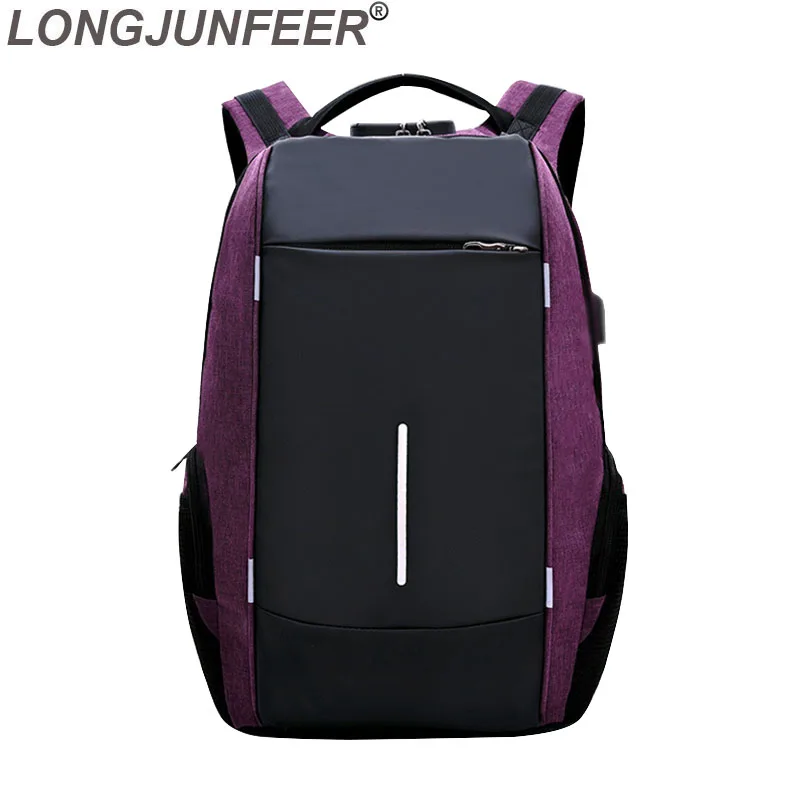 

LONGJUNFEER 2019 New Anti-thief Fashion Men Backpack Multifunctional 15.6 inch Laptop Oxford Bag Man USB Charging Travel Bag 064