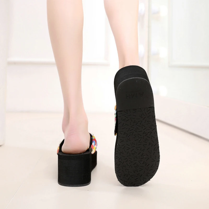 Chanlas Mujer шикарные шлепанцы женские модные пляжные вьетнамки на платформе и