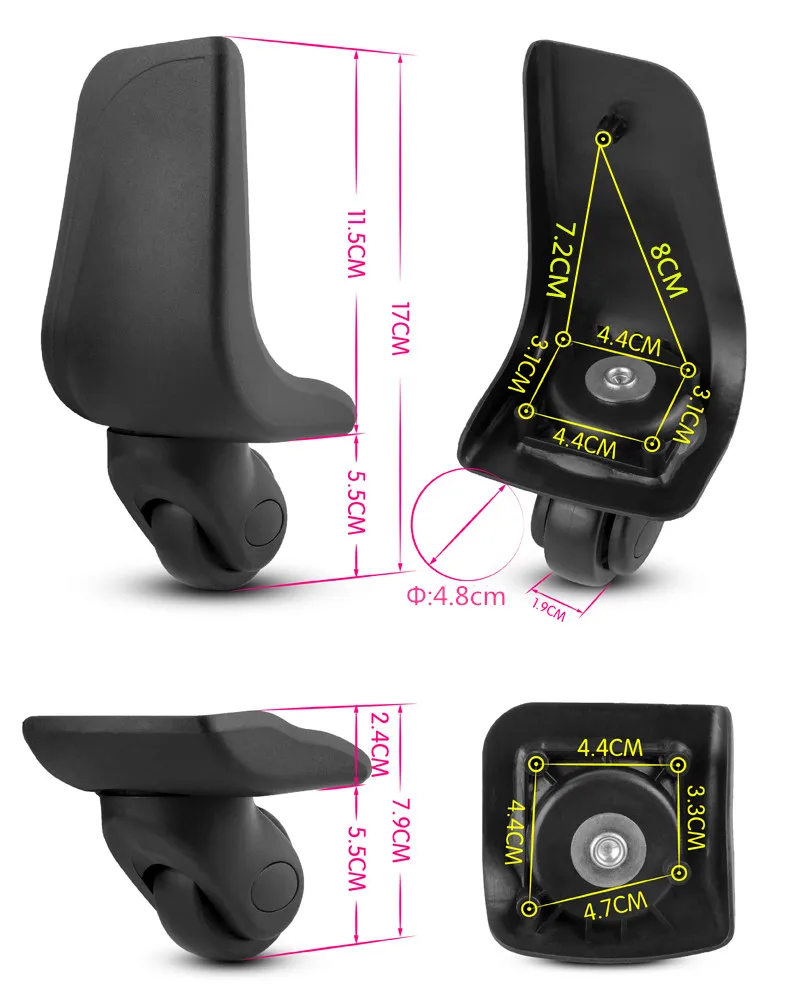 Сменные багажные колеса, аксессуары для тележки, ремонт, багажное колесо для путешествий, 360 Спиннер, колеса для чемоданов W001