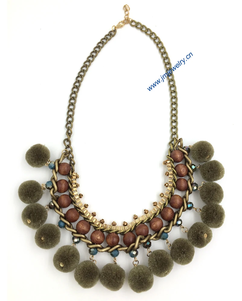 

2016 New fashion design Luxury choker statement necklace bib collar Bohemian Necklace vintage ball tassel