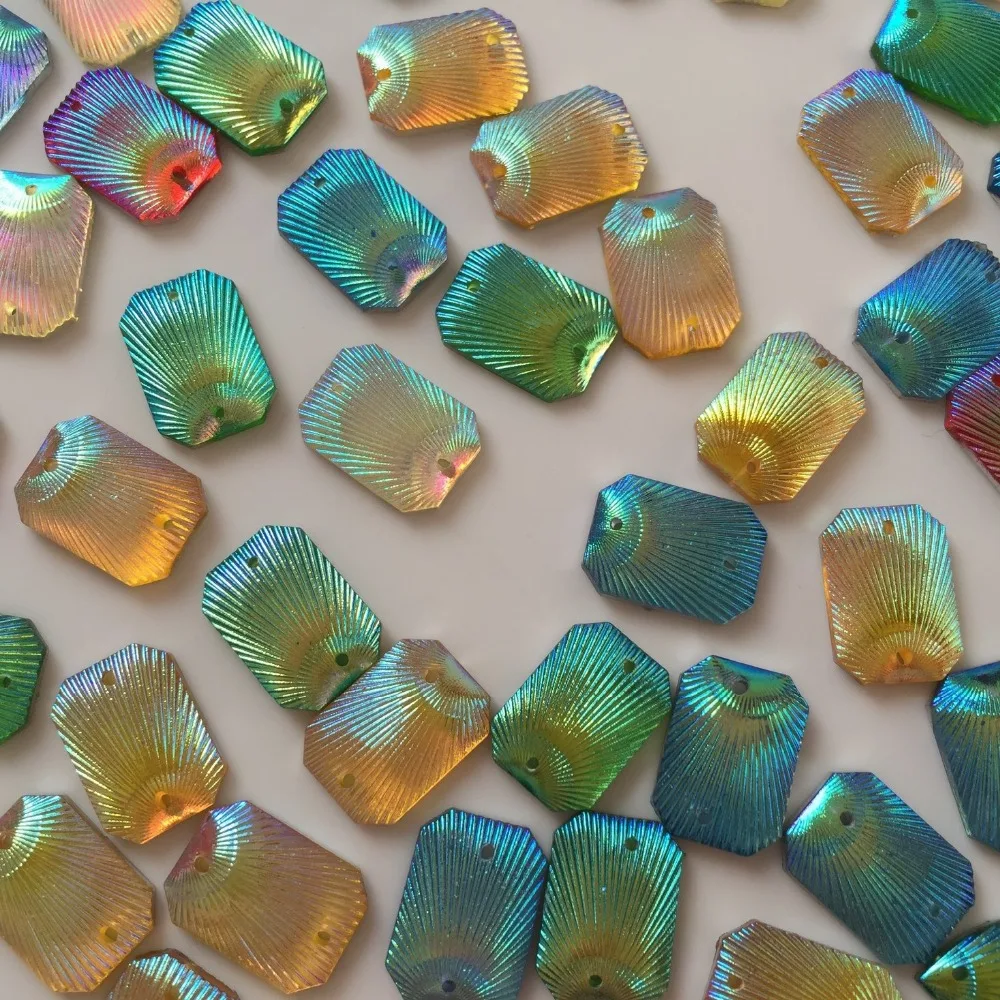 

Fashion Random New Product Loose Resin Rhinestones Mix Color AB 50pcs 10X14mmRectangle Shell Sewing Garments Accessories