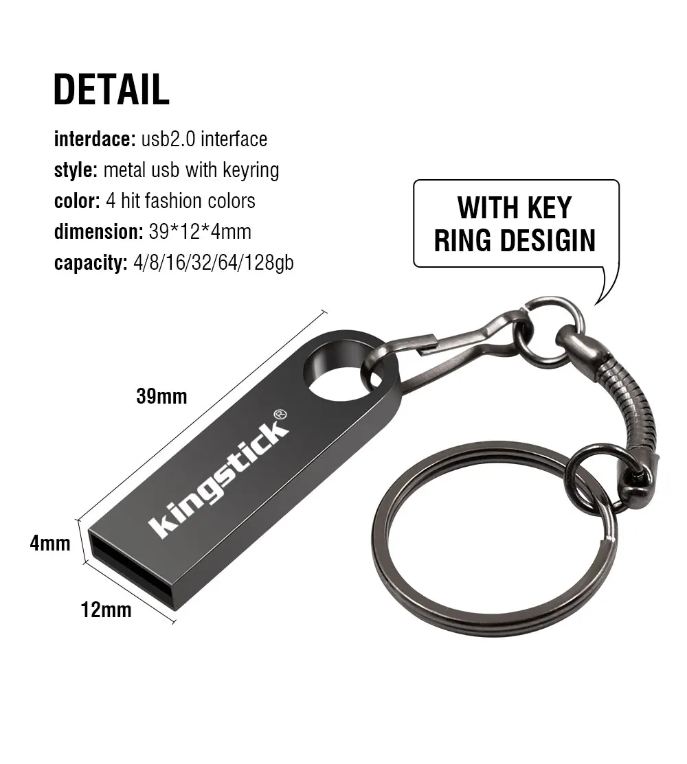 4 цвета металлический USB флеш-накопитель 128 Гб 64 ГБ 32 ГБ 16 ГБ 8 ГБ карта памяти, Флеш накопитель с кольцом для ключей