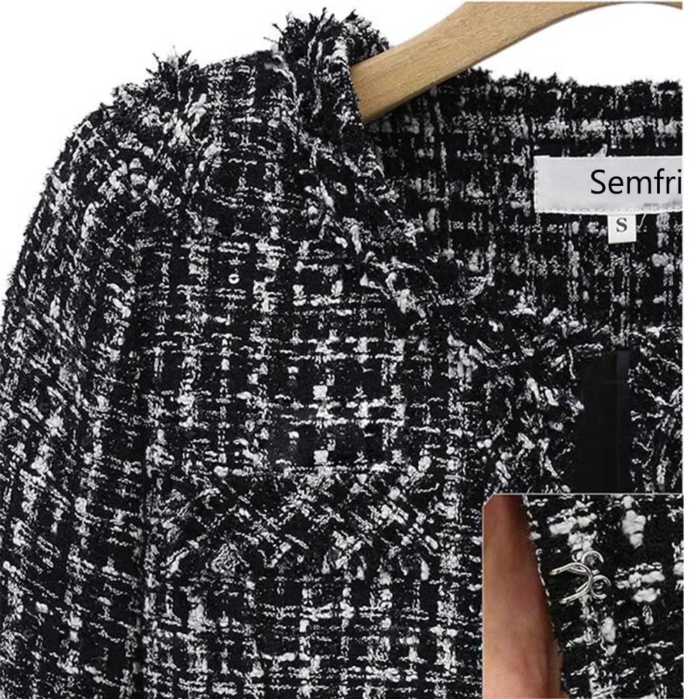 Semfri женская зимняя черная и белая клетчатая куртка пальто женский костюм тонкий элегантный офисный Женский Пальто Harajuku стиль 2019 уличная