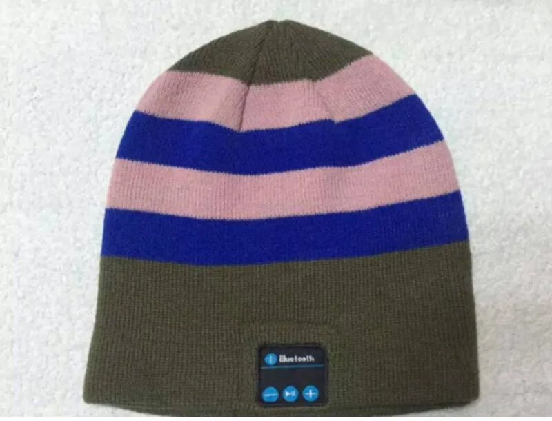 10 шт.! Bluetooth V4.2 Beanie вязаная зимняя шапка для наушников Hands-free Mp3 Спикер микрофон волшебная музыка умная шапка для мальчиков и девочек, мужчин и женщин - Цвет: Green Blue Striped