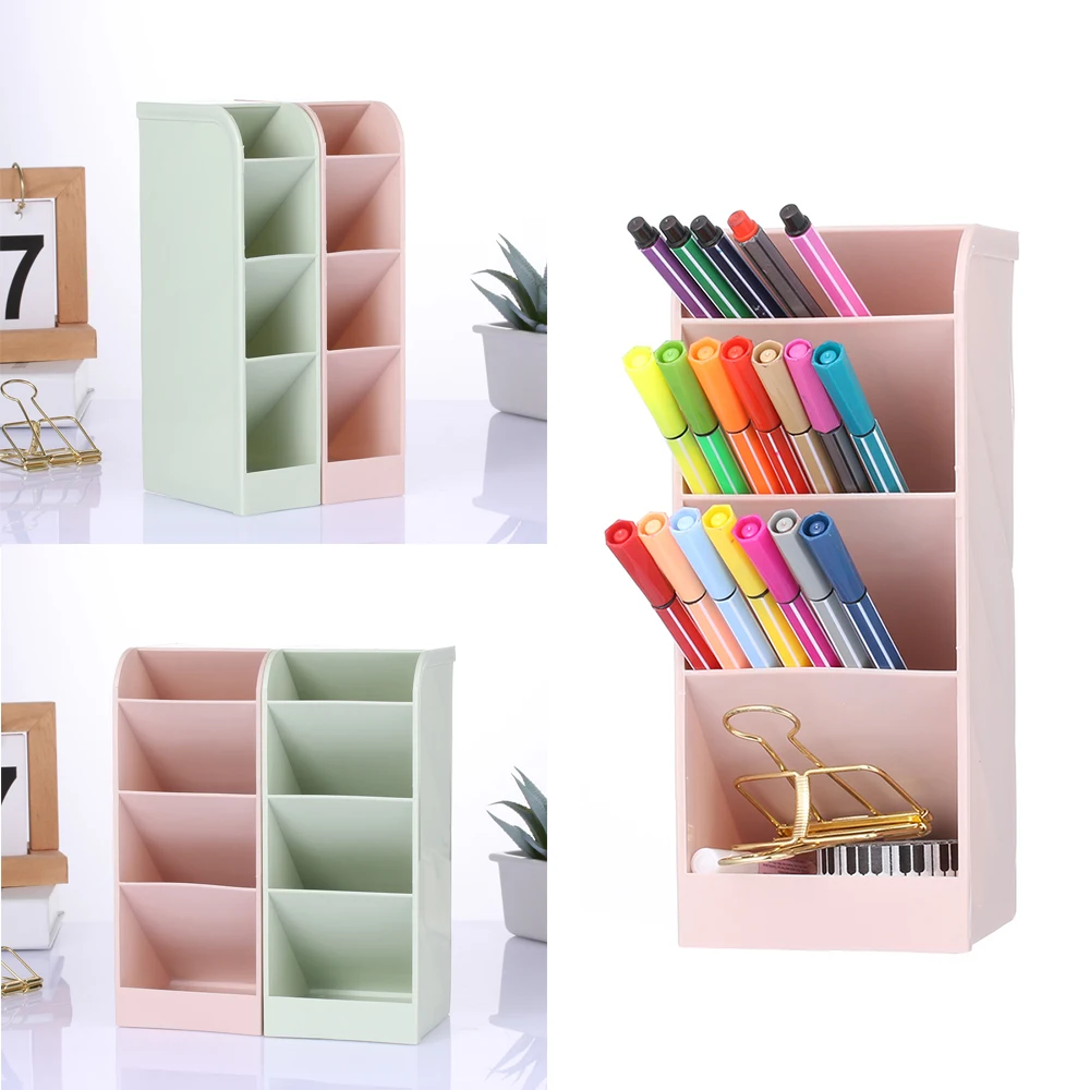 

New Creative Multi-function 4 Grids Desktop Storage Box Cosmetic Storage Sub-grid Pen Case Makeup Organizer Desk Holder
