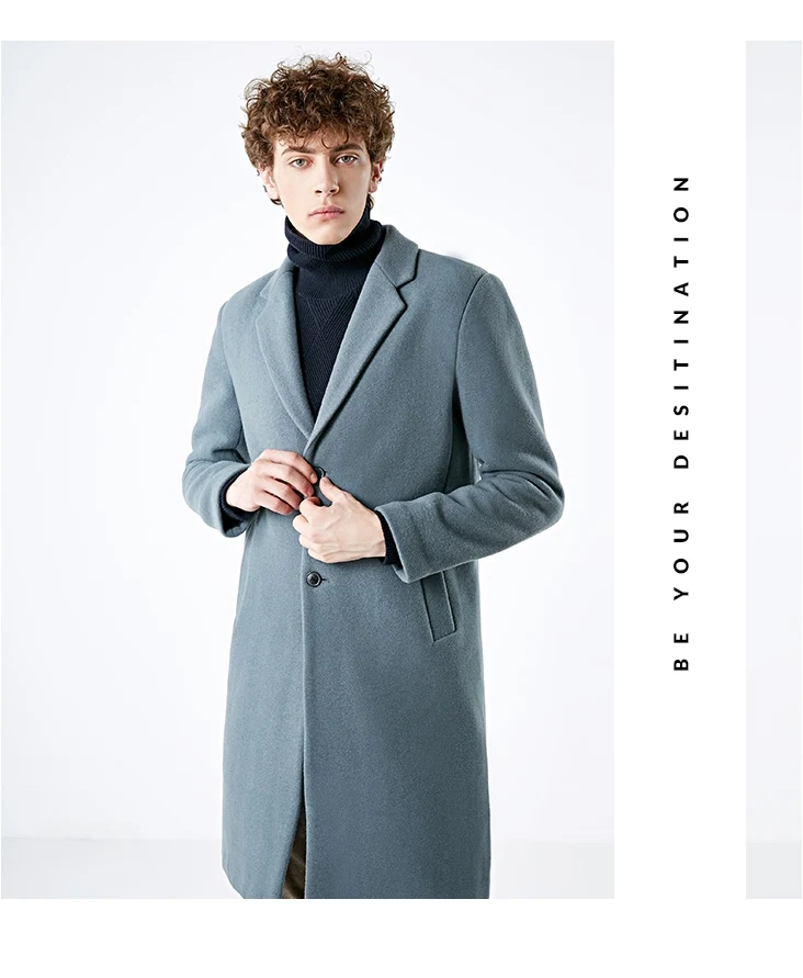 Избранное мужское зимнее шерстяное пальто кашемировая куртка средней длины шерстяная одежда S | 418427551