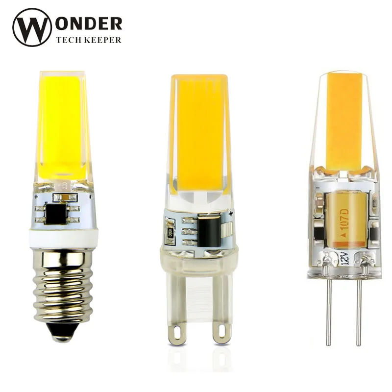 Мини светодиодный G4 COB лампа G9 E14 лампы ACDC12V AC220V/110 V 3 Вт 6 9 освещение супер яркий