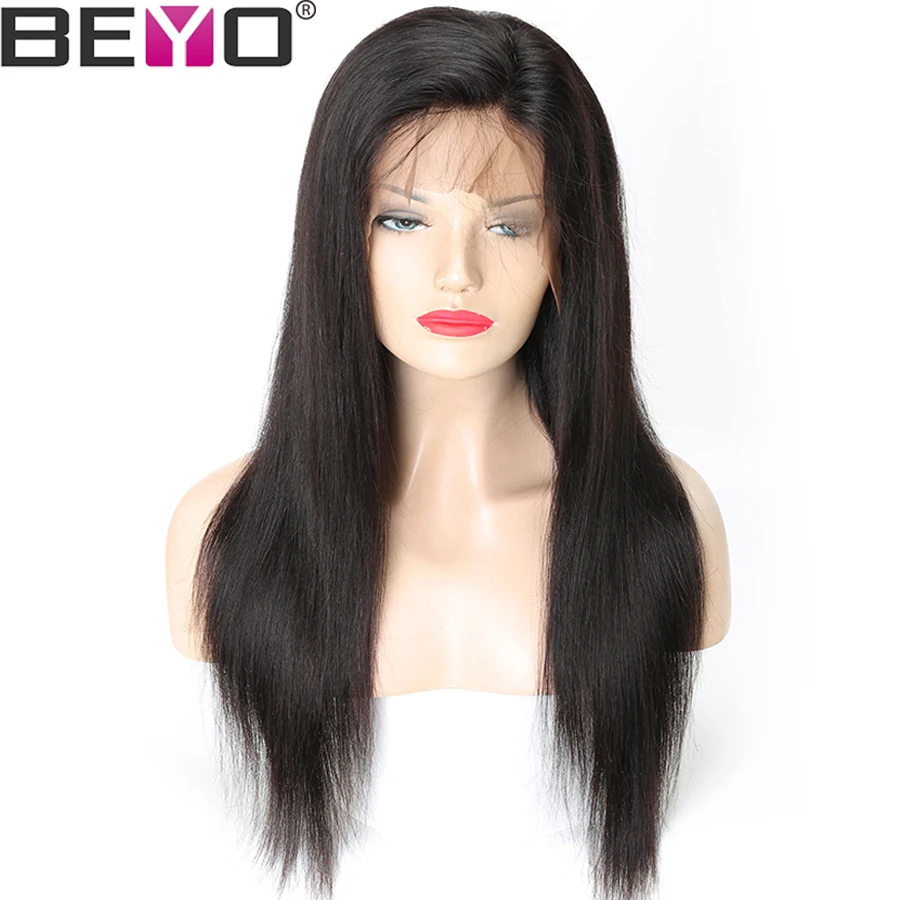 

13X4 Straight Lace Front Human Hair Wigs For Black Women Brazilian Wig With Baby Hair Beyo Lace Front Wig 130% Density Remy Hair