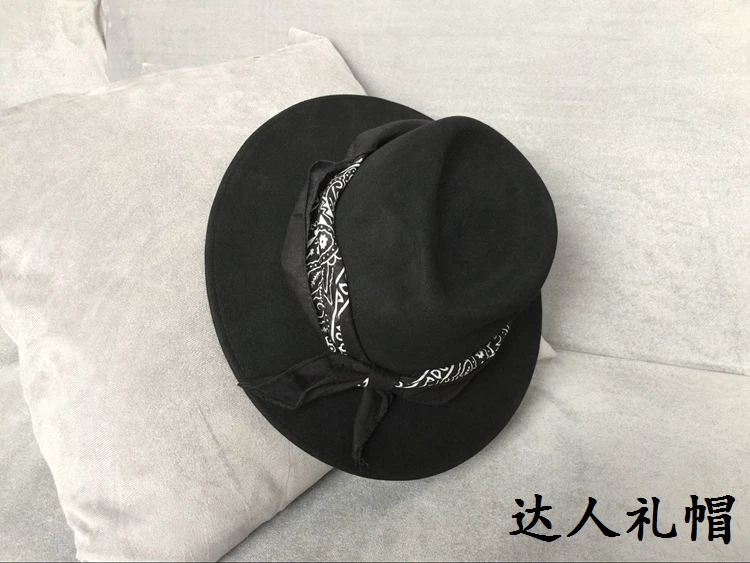 Весенняя и Летняя мода двойной m черно белая лента фетровые шляпы sunbonnet jazz hat thadee