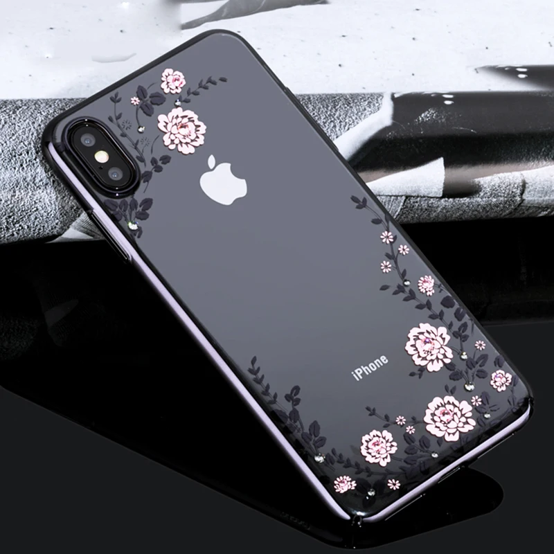 KINGXBAR original For iPhone XR Xs Max case clear Floret