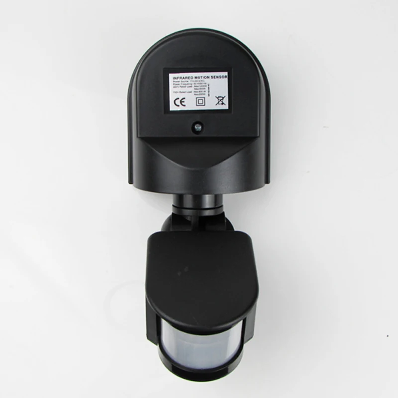 Black Large Energizer IP44 PIR Motion Sensor 180 Degree 