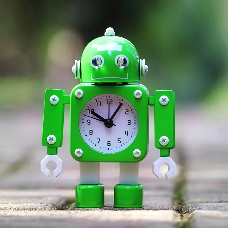 Originality Cartoon Robot Alarm Clock Lovely Children Desk Clock Christmas Gift Student New Year Pe