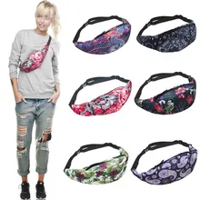Мода пакет полный черный с цветочным принтом модные поясная сумка женщины Фанни пакеты поясная сумка-кошелек на пояс талии пакеты для мужчин