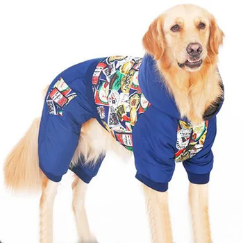 

2017 new large dogs fashion tracksuits clothes big dog autumn winter jumpsuit clothing pet overcoat costume rompers 1pcs