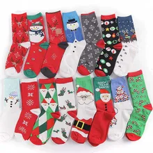 1 пара, зимние женские носки, теплые носки до середины икры, рождественский подарок, удобные мягкие носки со снежинками, оленями, Санта Клаусом