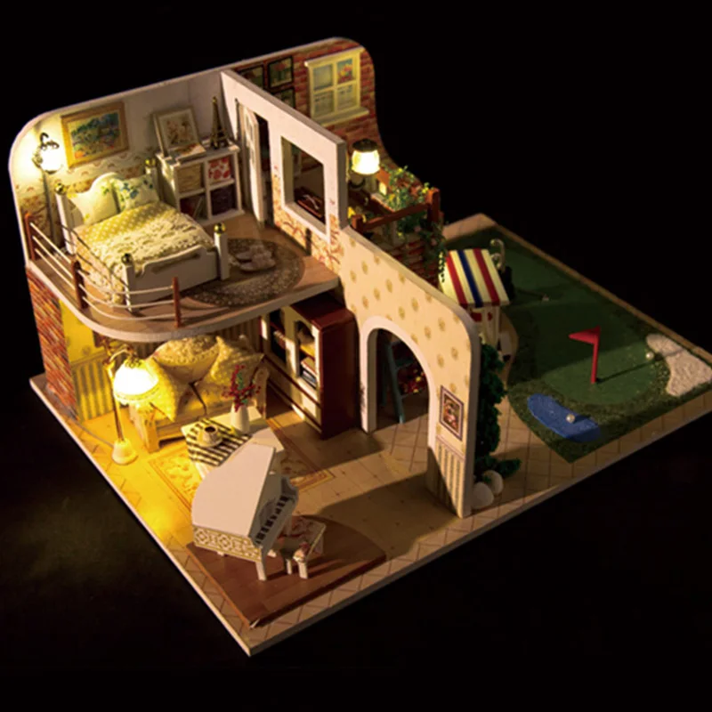 Кукольный дом Миниатюрный с мебели Diy деревянный миниатюрный кукольный домик игрушки для рождества домашний Декор Ремесло Гольф X002