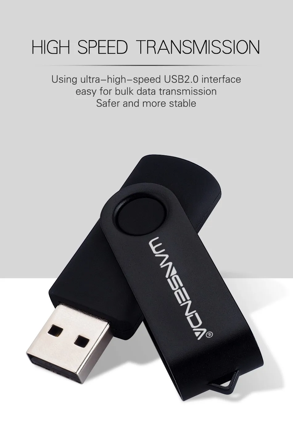 Wansenda, вращающийся флеш-накопитель USB 2,0, флеш-накопитель 256 ГБ, 128 ГБ, 64 ГБ, 32 ГБ, 16 ГБ, 8 ГБ, 4 Гб, металлическая флешка, USB карта памяти