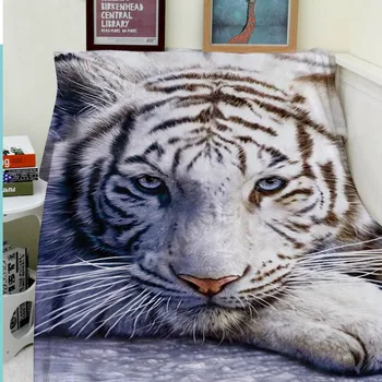 

Blankets Comfort Warmth Soft Cozy Air conditioning Easy Care Machine Wash Funny White Tiger Animal