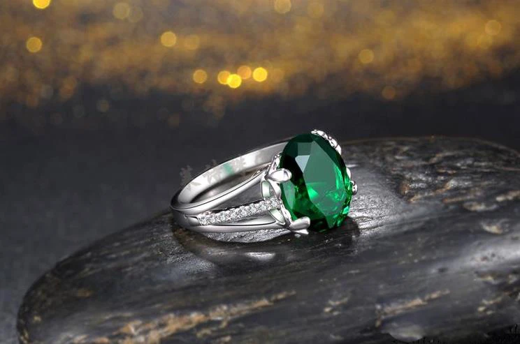 Драгоценный камень ювелирный дворец груша 4ct зеленый создан изумруд обручальное кольцо 925 anillos серебро роскошные День рождения/вечерние/танцевальные кольца