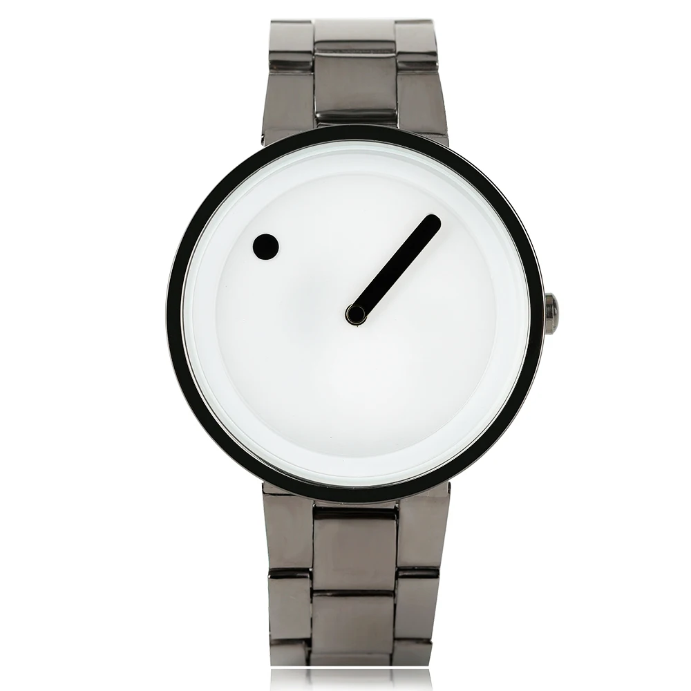 

Fashion Black Full Steel Watch Men Casual Fashion Quartz Wristwatches Modern Unique Design Creative Analog Round Dial Male Clock