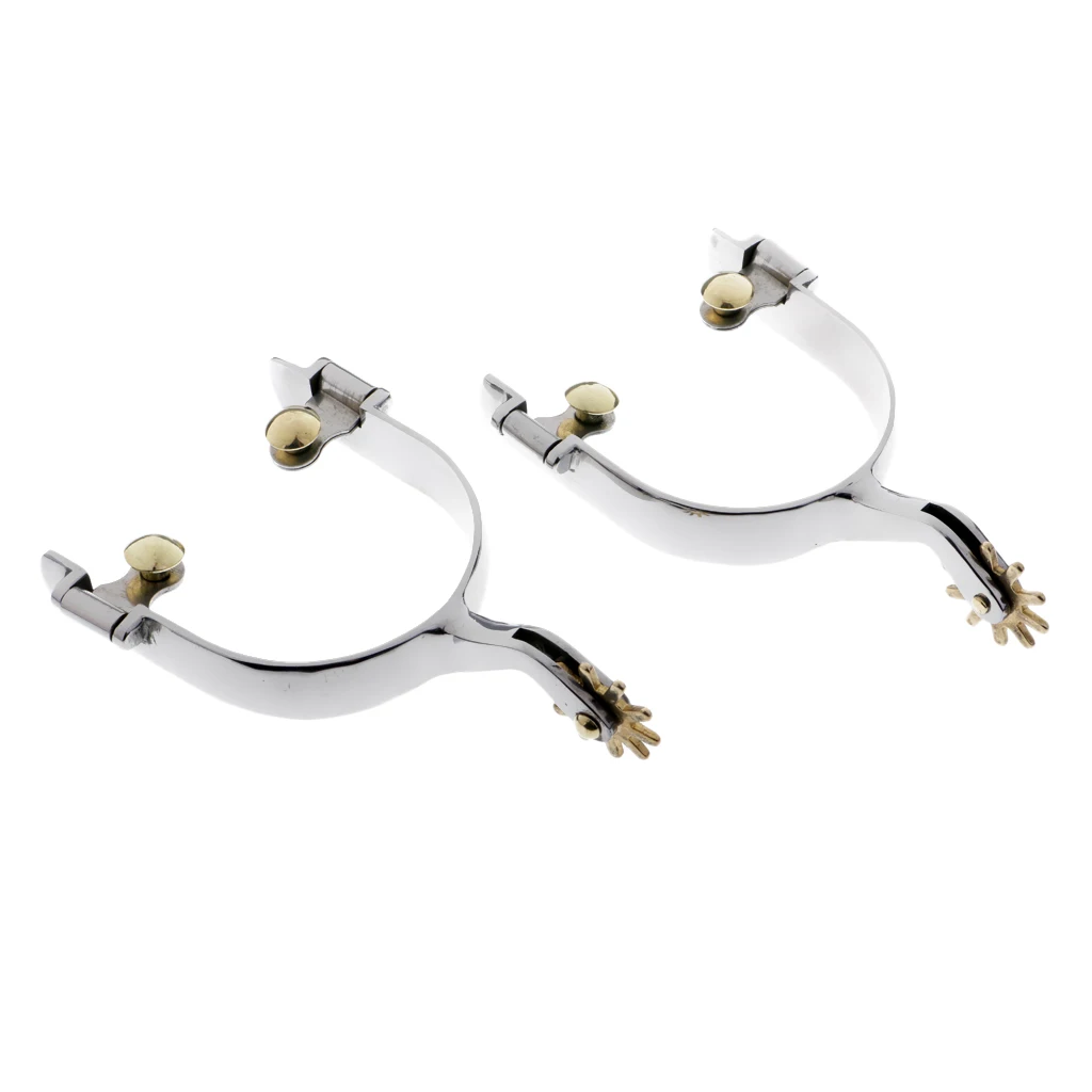 1 Pair 22cm Equestrian Horse Riding Stainless Steel Spur and Leather Straps