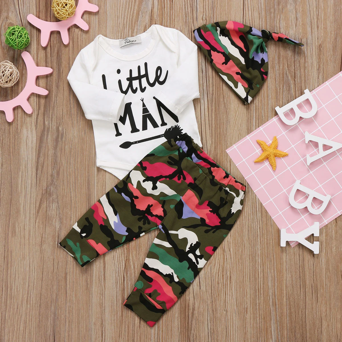 3 шт. Детские камуфляжные брюки и шапка|newborn baby clothes set|baby set3pcs newborn |