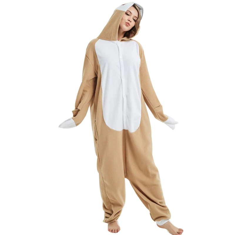 Loose Cartoon Character Sloth Onesies Adult Pajamas Polar Fleece Kigurumi For Halloween Onepiece Winter Jumpsuit Pijama Cosplay (1)