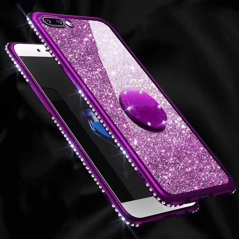 Bling Diamond Case For Samsung Galaxy A6 A8 A7 2018 S10 Lite S8 S9 Plus Finger Ring Cover for iPhone X XR XS Max 7 8 6 6S Plus Bling Diamond Case For Samsung Galaxy A6 A8 A7 2018 S10 Lite S8 S9 Plus Finger Ring Cover for iPhone X XR XS Max 7 8 6 6S Plus