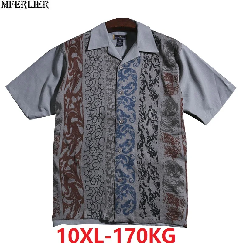 

summer print flower shirt for men short sleeve casual Hawaii beach thin shirts oversize shirt man plus size big 7XL 8XL 9XL 14XL