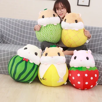 

candice guo! cute plush toy fruit hamster watermelon strawberry panda pineapple cantaloupe soft doll cushion birthday gift 1pc