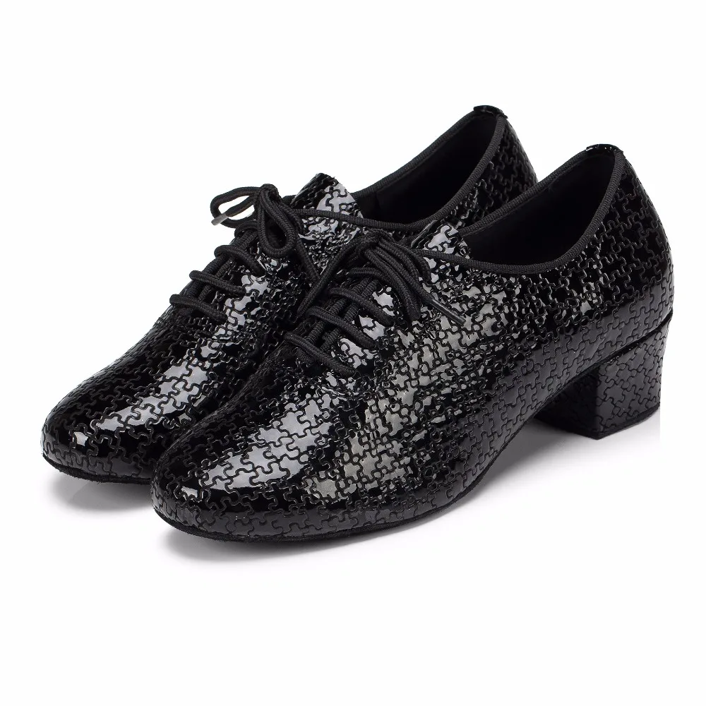 Dance Shoes Black Genuine Leather Women Latin Ballroom Dance Shoes 4CM