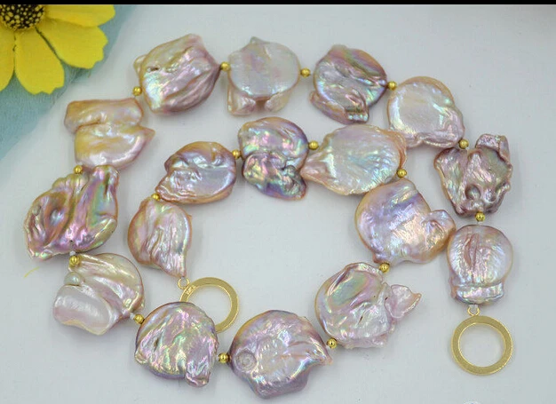 

HOT## Wholesale FREE SHIPPING P4765 17" 22mm LAVENDER BAROQUE COIN KESHI REBORN PEARL BEAD NECKLACE