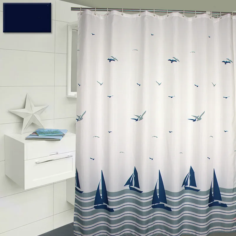 Europe Style Sailing Boats Sea Gulls Shower Curtain Polyester