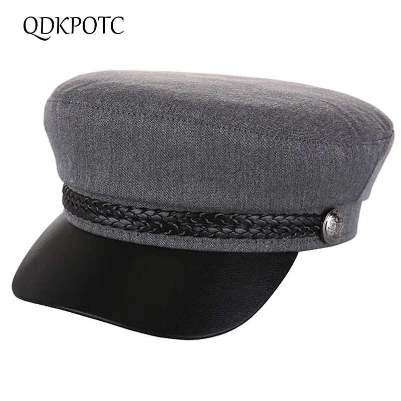 QDKPOTC 2019 сезон: весна-лето Новая мода для мужчин женщин военные кепки студент без каблука кепки хлопок дышащий темно-синяя кепка Англия Стиль
