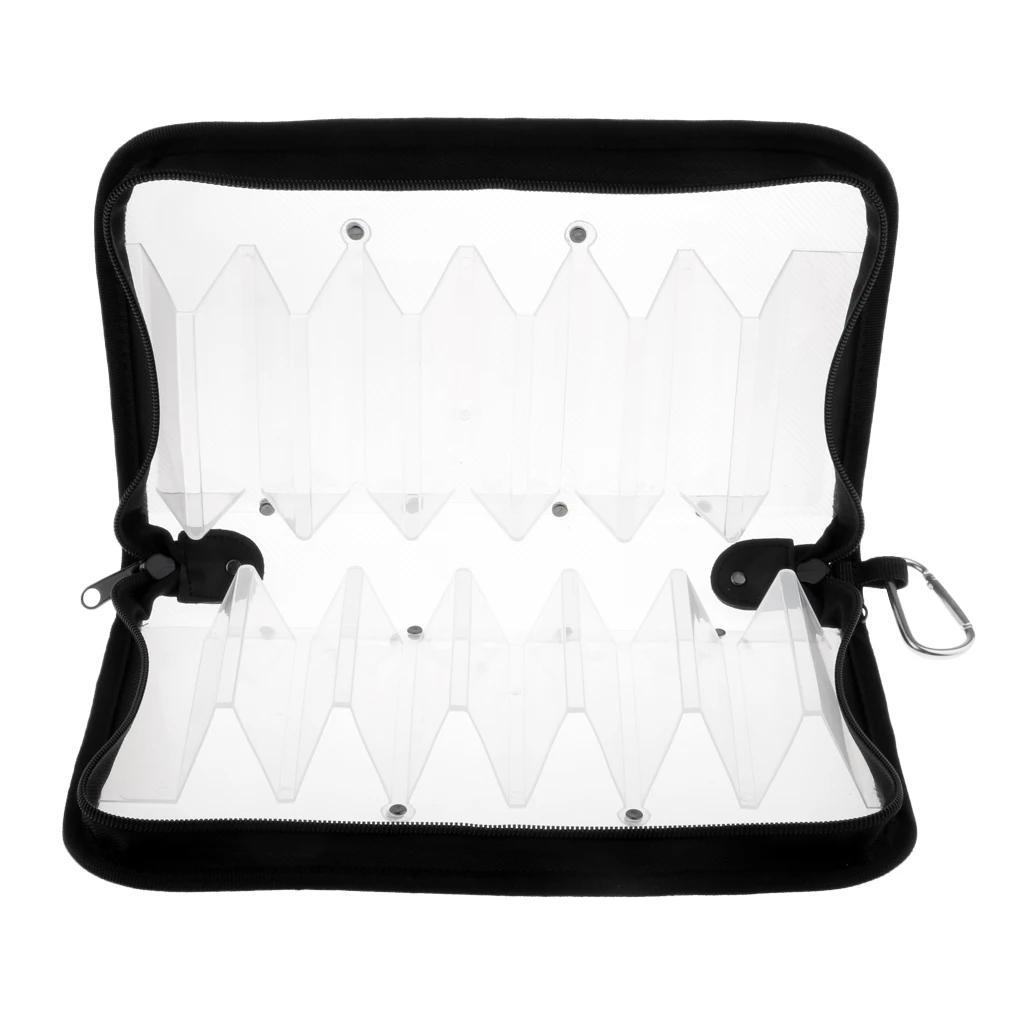2pcs 12 Compartments Squid Jig Lure Zipped Bag Wallet Case Pouch Both Side Storage Tackle Bag Clear