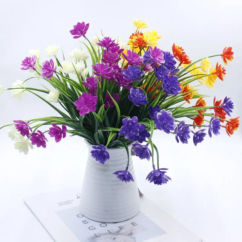 Короткий кукурузный маленький Лотос искусственный водные растения ваза, домашний декор букет цветов из пластика моющиеся