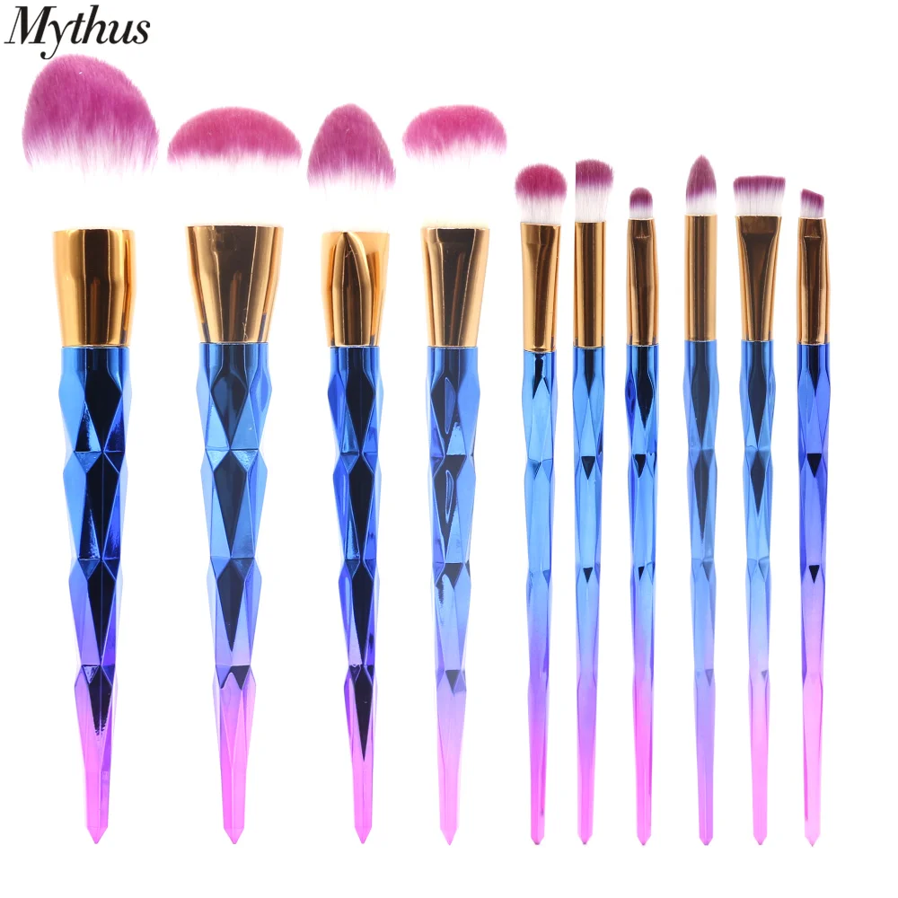 

Mythus 10PC Blue Makeup Brushes Set Professional Soft Foundation Eye Shadow Powder Cosmetic Brush Contour Blending Brushes Kit