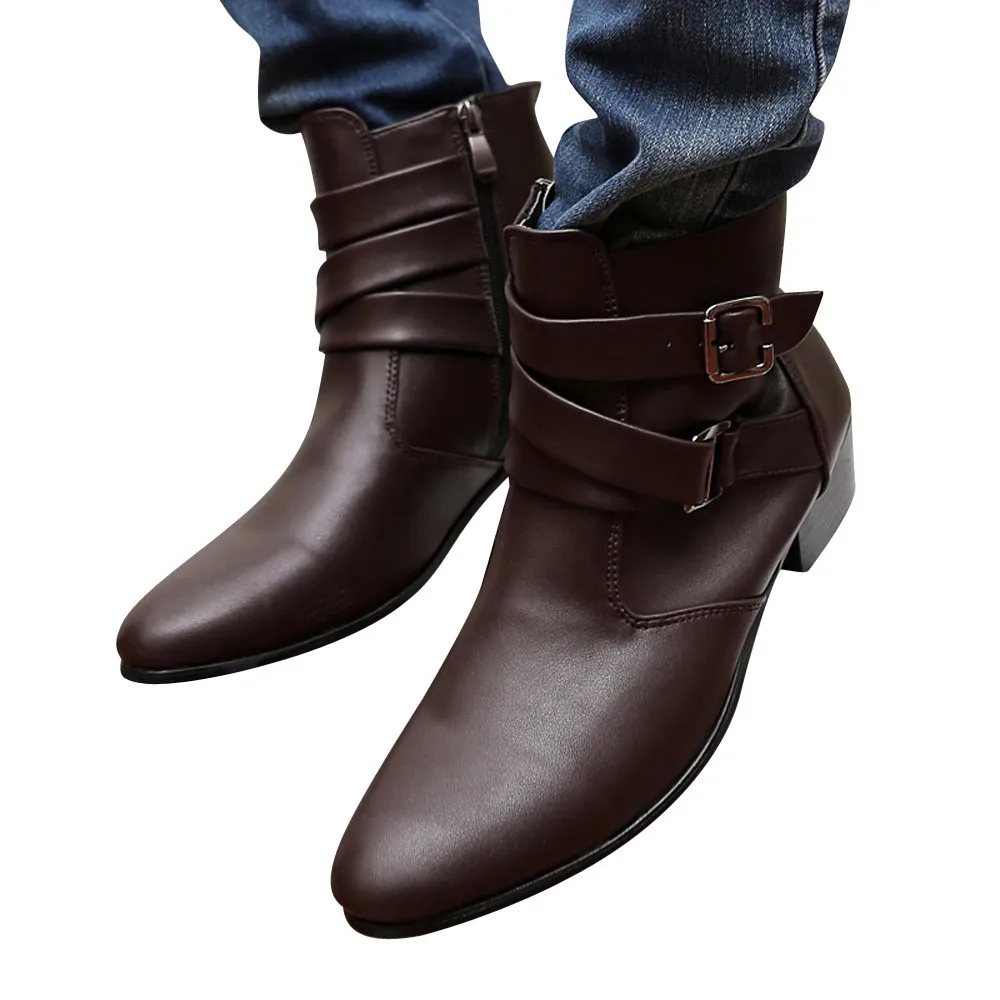 SAGACE/мужские рабочие ботинки; ботинки в байкерском стиле; ковбойские высокие ботинки; мужские Ботинки martin с острым носком и пряжкой в английском стиле;