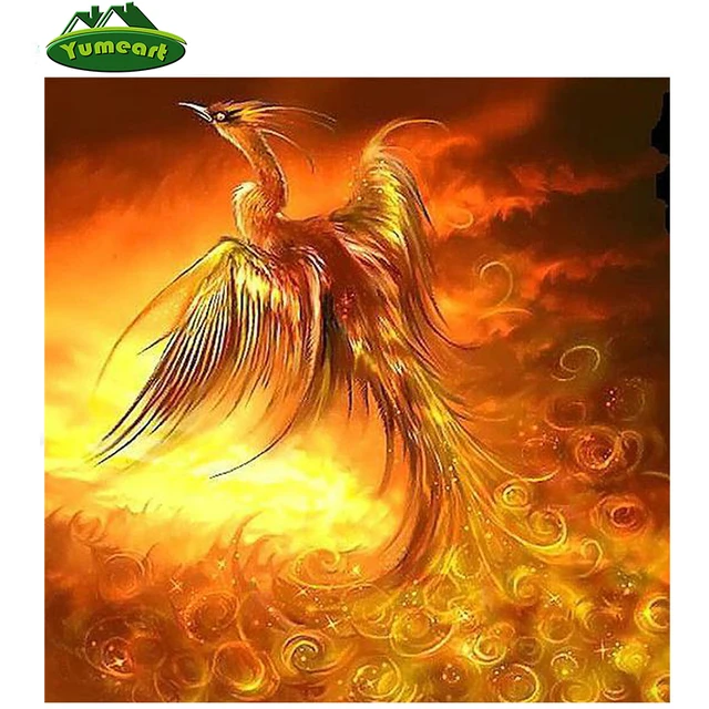 New diy 5d berlian lukisan  cross stitch merah phoenix  
