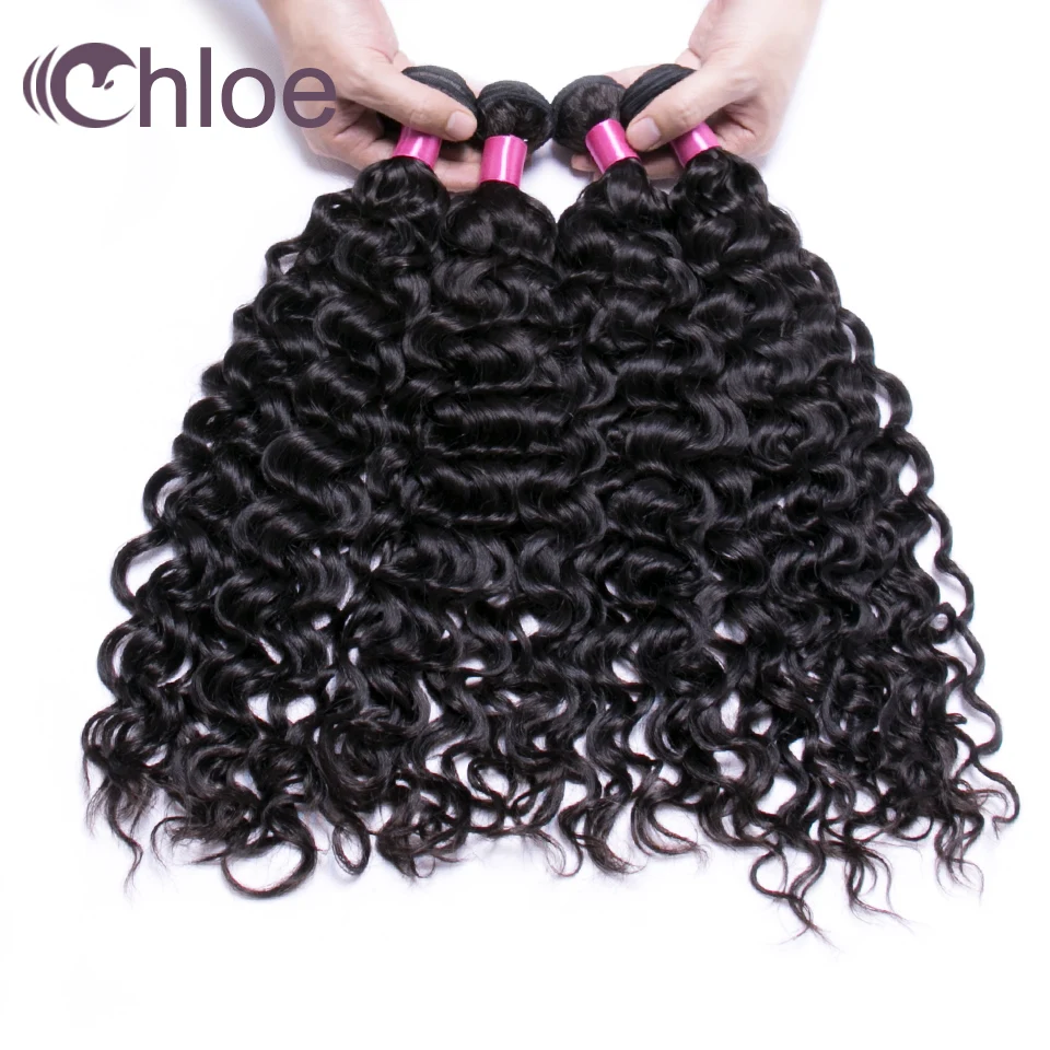 

Chloe Hair Brazilian Water Wave 4 Bundles Deal 100% Human Hair Bundles 8-30inch Natural Black Color Remy Hair Extensions