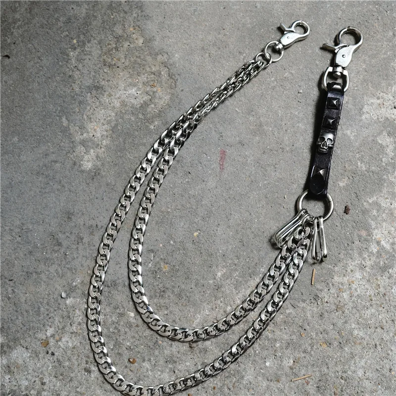 

Men's Keychain Jean Biker Wallet Chains Silver Metal Hinge Belt Rock Hip-Hop Street Punk Plating Rivet Jean Pant Chains KL21