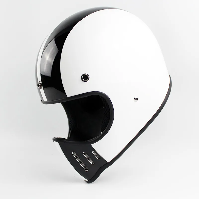 TMC шлем безопасности для мотоцикла черный круиз дух всадника Ретро мотокросса шлемы полное лицо шлемы стекловолокна - Цвет: bright white