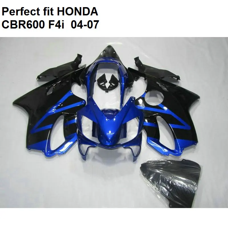 100% fit впрыска обтекатель для Honda CBR600 F4i 04 05 06 07 темно черно-голубые обтекатели