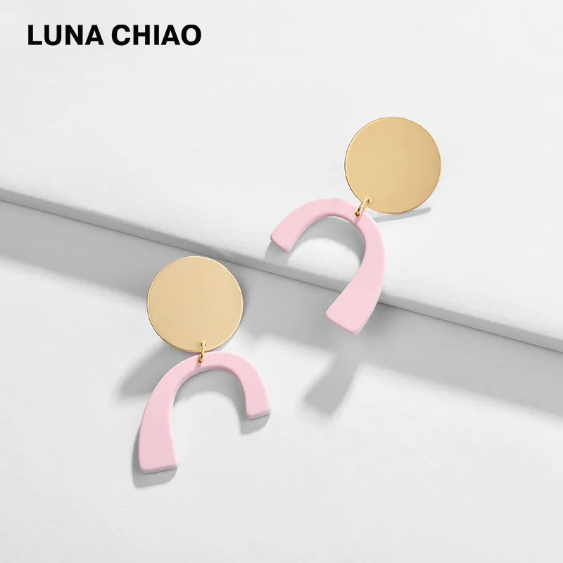 LUNA CHIAO, Женские Ювелирные изделия, модные матовые позолоченные серьги-капли, геометрические серьги из акриловой смолы