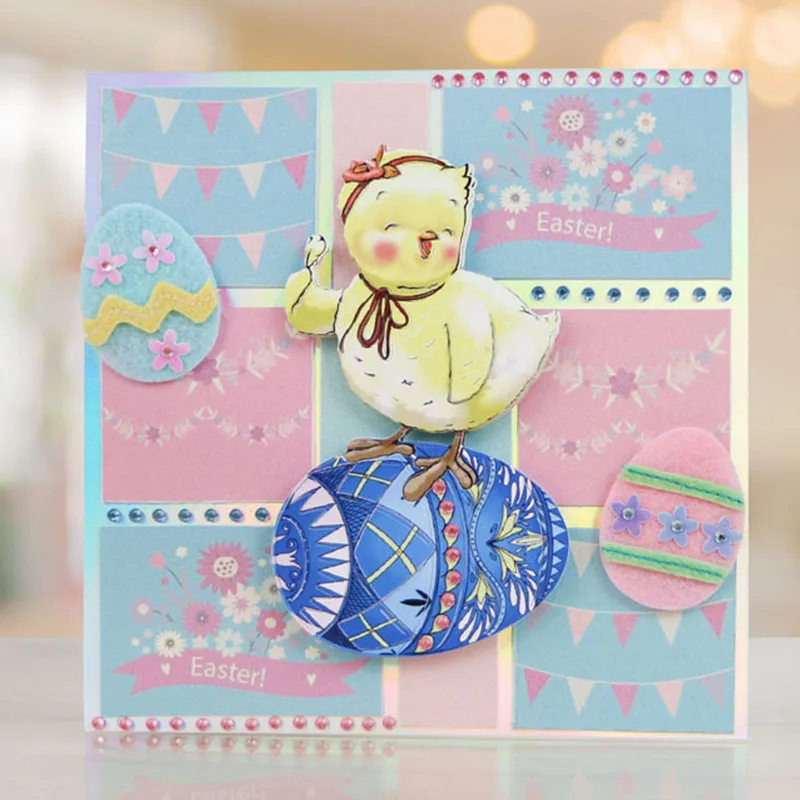 

Chick stand in Egg Shape Metal Cutting Dies Stencil Scrapbook Album Embossing For Gift Card Making Handcraft