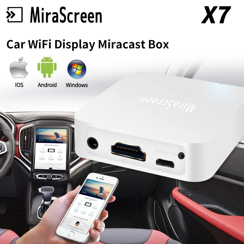

MiraScreen X7 Wireless Miracast TV Stick HDMI WIFI Display DLNA Receiver Mirroring AV to Car Dongle Support Windows Andriod TV