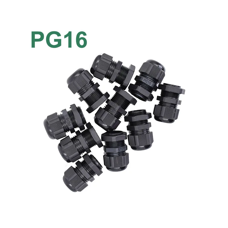 10 шт. PG9 PG11 PG13.5 PG16 продолжительного нейлоновый кабельный сальник для герметизации провода соединителя регулируемый пластиковый кабельный ввод с удлиненными нить - Цвет: PG16 10pcs